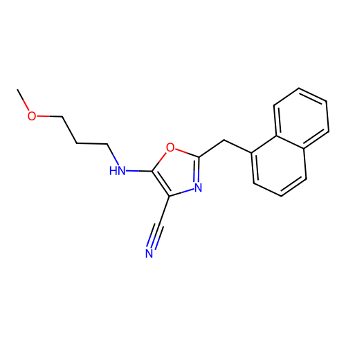5-[(3-Methoxypropyl)amino]-2-(naphthalen-1-ylmethyl)-1,3-oxazole-4-carbonitrile structure