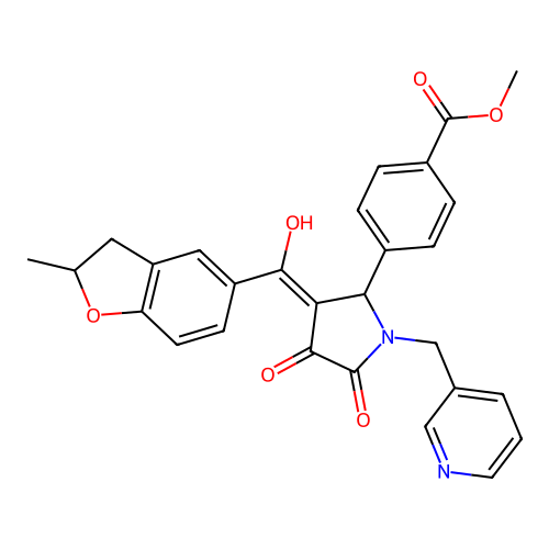 methyl 4-[3-[hydroxy-(2-methyl-2,3-dihydro-1-benzofuran-5-yl)methylidene]-4,5-dioxo-1-(pyridin-3-ylmethyl)pyrrolidin-2-yl]benzoate structure