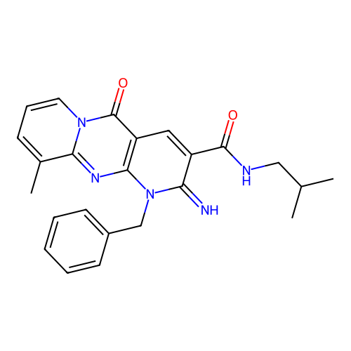 1-benzyl-2-imino-N~3~-isobutyl-10-methyl-5-oxo-1,5-dihydro-2H-dipyrido[1,2-a:2,3-d]pyrimidine-3-carboxamide structure