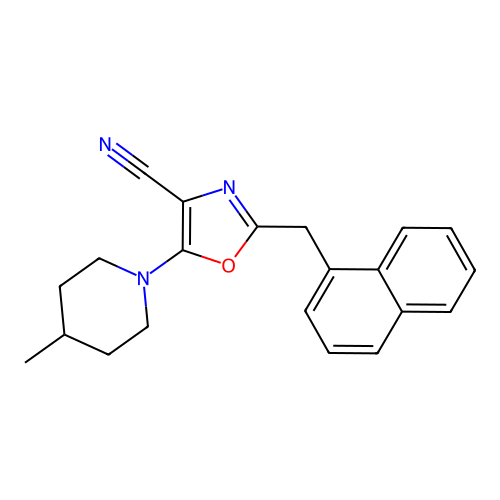 5-(4-Methylpiperidin-1-yl)-2-(naphthalen-1-ylmethyl)-1,3-oxazole-4-carbonitrile structure
