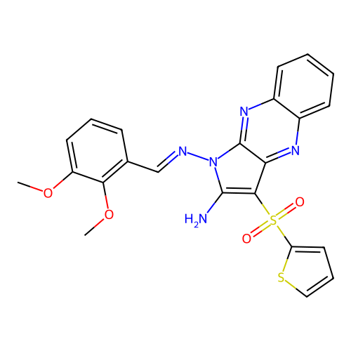 N*1*-[1-(2,3-Dimethoxy-phenyl)-meth-(E)-ylidene]-3-(thiophene-2-sulfonyl)-pyrrolo[2,3-b]quinoxaline-1,2 -diamine structure