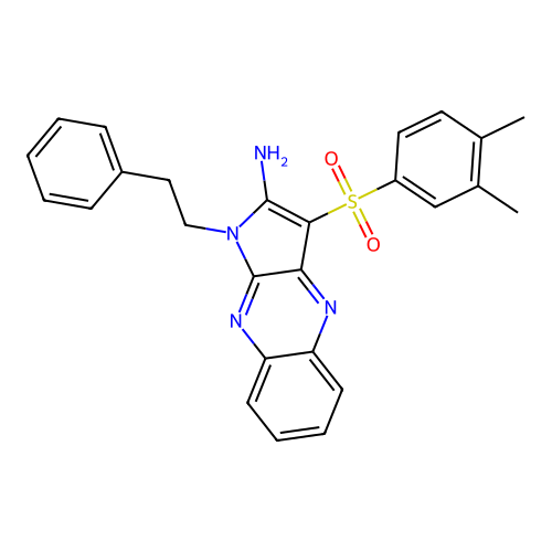 3-(3,4-dimethylphenyl)sulfonyl-1-phenethylpyrrolo[3,2-b]quinoxalin-2-amine structure