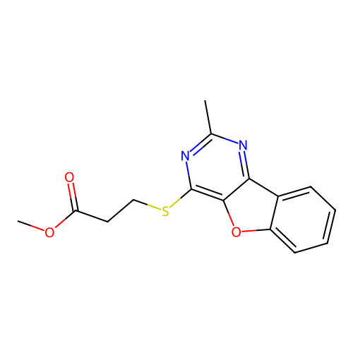 Methyl 3-[(2-methyl[1]benzofuro[3,2-d]pyrimidin-4-yl)sulfanyl]propanoate structure