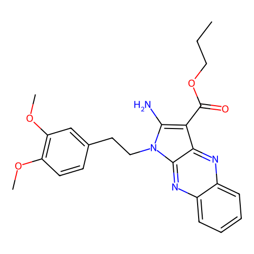 propyl 2-amino-1-(3,4-dimethoxyphenethyl)-1H-pyrrolo[2,3-b]quinoxaline-3-carboxylate structure
