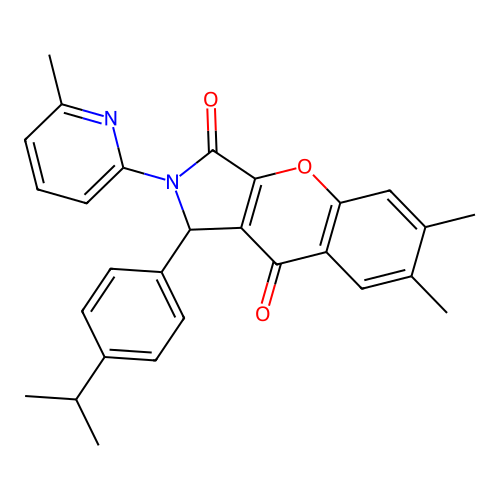 1-(4-isopropylphenyl)-6,7-dimethyl-2-(6-methyl-2-pyridyl)-1,2-dihydrochromeno[2,3-c]pyrrole-3,9-dione structure