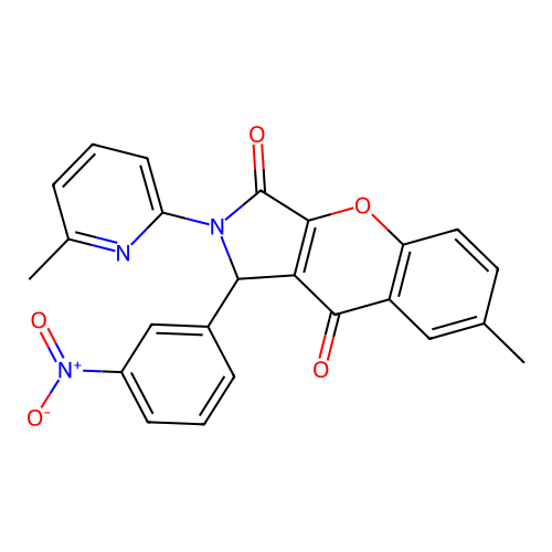 7-methyl-2-(6-methylpyridin-2-yl)-1-(3-nitrophenyl)-1,2-dihydrochromeno[2,3-c]pyrrole-3,9-dione structure