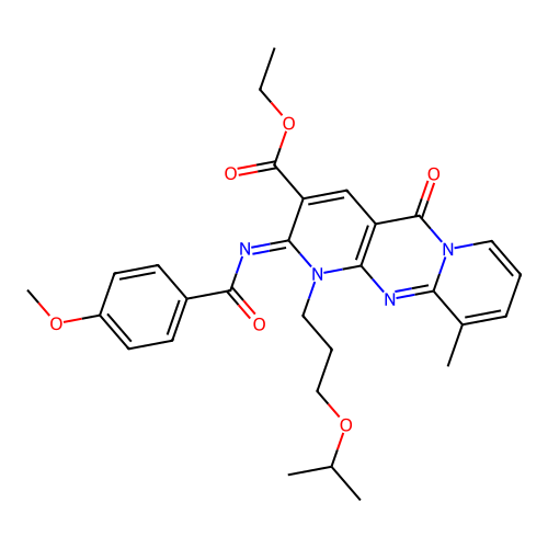 (Z)-ethyl 1-(3-isopropoxypropyl)-2-((4-methoxybenzoyl)imino)-10-methyl-5-oxo-2,5-dihydro-1H-dipyrido[1,2-a:2',3'-d]pyrimidine-3-carboxylate structure