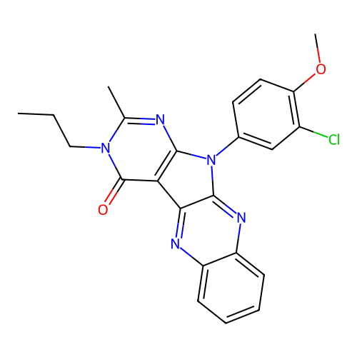11-(3-chloro-4-methoxyphenyl)-2-methyl-3-propyl-3,11-dihydro-4H-pyrimido[5',4':4,5]pyrrolo[2,3-b]quinoxalin-4-one structure