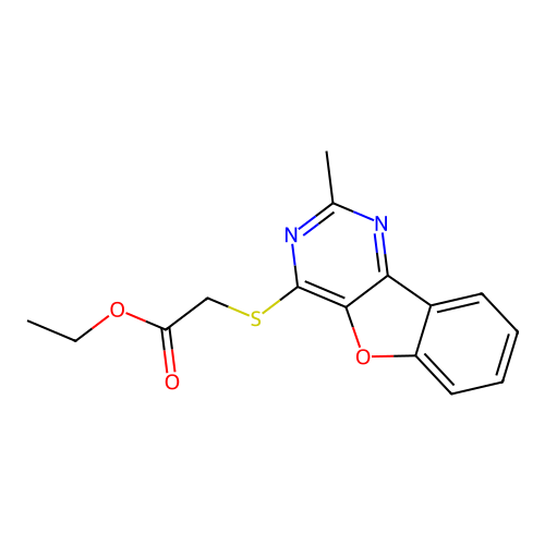 Ethyl 2-[(2-methyl-[1]benzofuro[3,2-d]pyrimidin-4-yl)sulfanyl]acetate structure