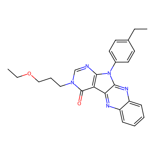 3-(3-ethoxypropyl)-11-(4-ethylphenyl)-3,11-dihydro-4H-pyrimido[5',4':4,5]pyrrolo[2,3-b]quinoxalin-4-one structure