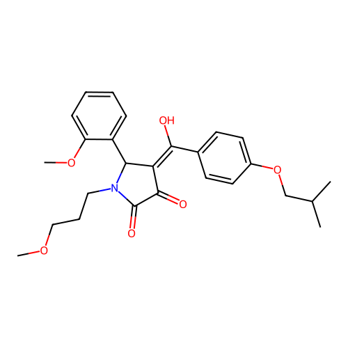 (4E)-4-[hydroxy-[4-(2-methylpropoxy)phenyl]methylidene]-5-(2-methoxyphenyl)-1-(3-methoxypropyl)pyrrolidine-2,3-dione structure