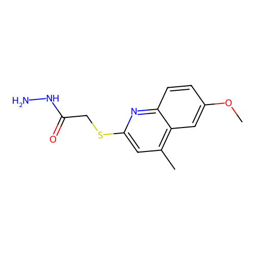 Acetic acid, 2-[(6-methoxy-4-methyl-2-quinolinyl)thio]-, hydrazide structure