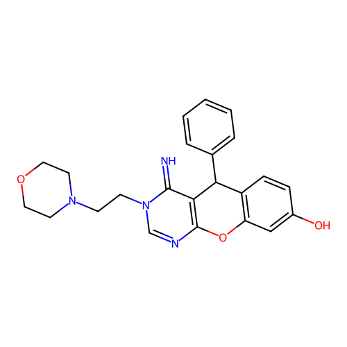 4-imino-3-[2-(morpholin-4-yl)ethyl]-5-phenyl-3,5-dihydro-4H-chromeno[2,3-d]pyrimidin-8-ol structure