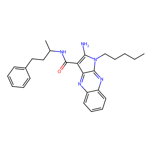 2-amino-1-pentyl-N-(4-phenylbutan-2-yl)-1H-pyrrolo[2,3-b]quinoxaline-3-carboxamide structure
