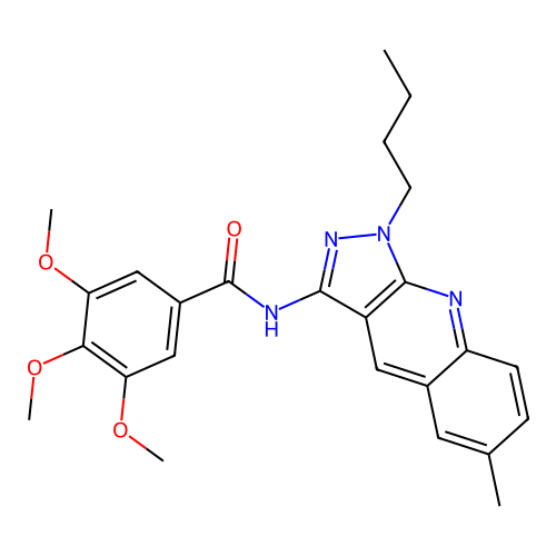 N-(1-butyl-6-methyl-1H-pyrazolo[3,4-b]quinolin-3-yl)-3,4,5-trimethoxybenzamide structure