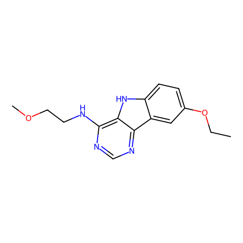 8-ethoxy-N-(2-methoxyethyl)-5H-pyrimido[5,4-b]indol-4-amine structure