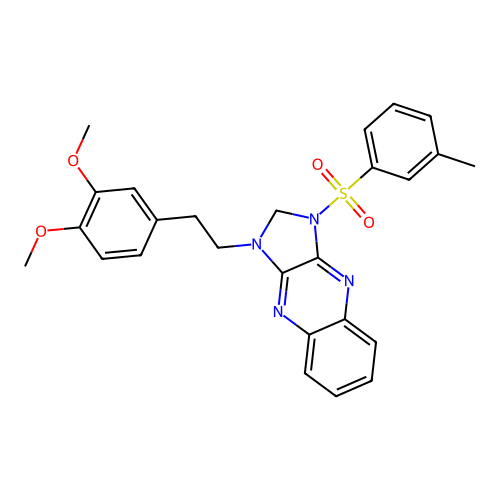 1-(3,4-dimethoxyphenethyl)-3-(m-tolylsulfonyl)-2,3-dihydro-1H-imidazo[4,5-b]quinoxaline structure