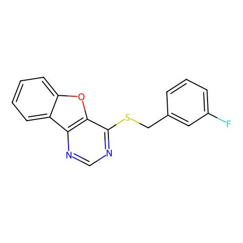 4-((3-Fluorobenzyl)thio)benzofuro[3,2-d]pyrimidine structure