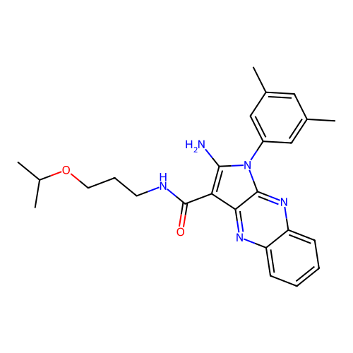 2-amino-1-(3,5-dimethylphenyl)-N-(3-isopropoxypropyl)-1H-pyrrolo[2,3-b]quinoxaline-3-carboxamide structure