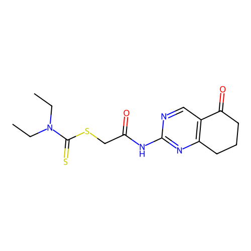 2-oxo-2-[(5-oxo-5,6,7,8-tetrahydroquinazolin-2-yl)amino]ethyl diethylcarbamodithioate structure