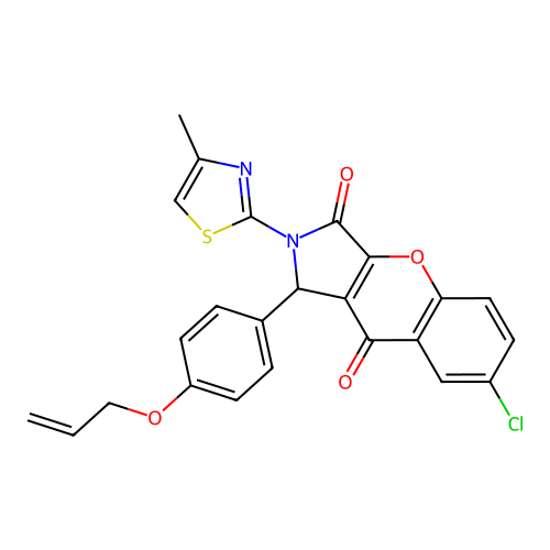 1-(4-(allyloxy)phenyl)-7-chloro-2-(4-methylthiazol-2-yl)-1,2-dihydrochromeno[2,3-c]pyrrole-3,9-dione structure