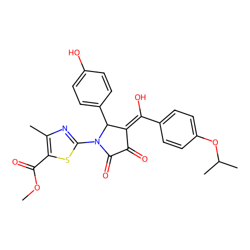 methyl 2-(3-hydroxy-5-(4-hydroxyphenyl)-4-(4-isopropoxybenzoyl)-2-oxo-2,5-dihydro-1H-pyrrol-1-yl)-4-methylthiazole-5-carboxylate structure