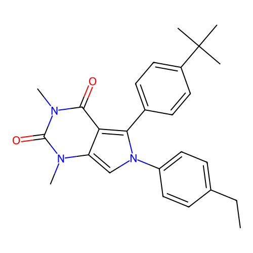 5-(4-tert-butylphenyl)-6-(4-ethylphenyl)-1,3-dimethylpyrrolo[3,4-d]pyrimidine-2,4-dione structure