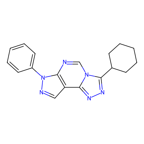 3-cyclohexyl-7-phenyl-7H-pyrazolo[4,3-e][1,2,4]triazolo[4,3-c]pyrimidine structure