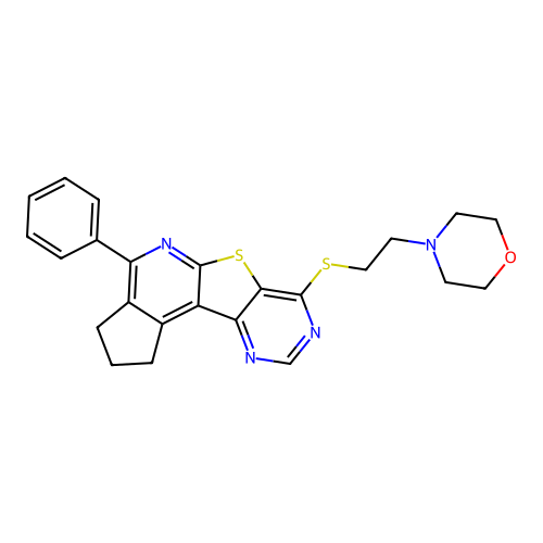 4-(2-((4-phenyl-2,3-dihydro-1H-cyclopenta[4',5']pyrido[3',2':4,5]thieno[3,2-d]pyrimidin-7-yl)thio)ethyl)morpholine structure