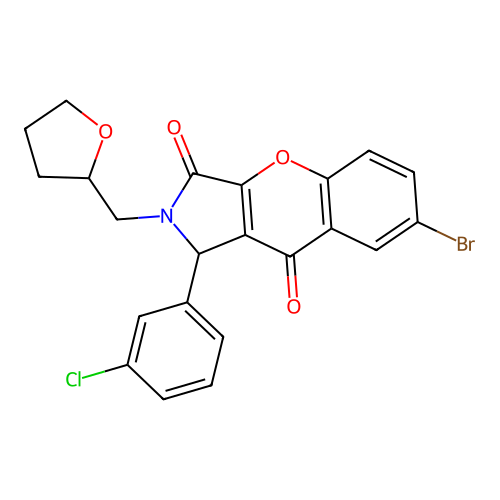 7-bromo-1-(3-chlorophenyl)-2-(oxolan-2-ylmethyl)-1H-chromeno[2,3-c]pyrrole-3,9-dione structure