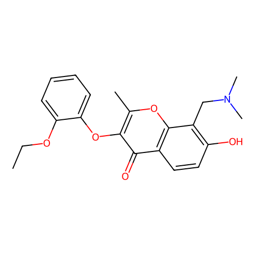 8-((dimethylamino)methyl)-3-(2-ethoxyphenoxy)-7-hydroxy-2-methyl-4H-chromen-4-one structure