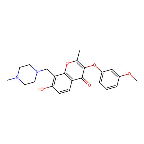 7-hydroxy-3-(3-methoxyphenoxy)-2-methyl-8-[(4-methylpiperazin-1-yl)methyl]-4H-chromen-4-one structure
