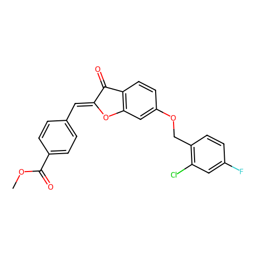 (Z)-methyl 4-((6-((2-chloro-4-fluorobenzyl)oxy)-3-oxobenzofuran-2(3H)-ylidene)methyl)benzoate structure