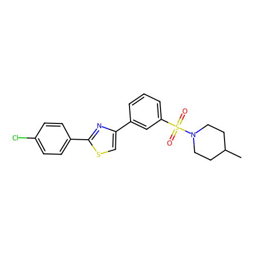 2-(4-Chlorophenyl)-4-{3-[(4-methylpiperidino)sulfonyl]phenyl}-1,3-thiazole structure