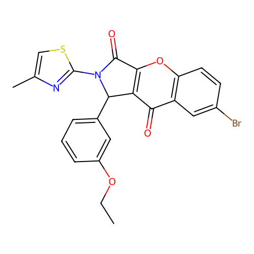 7-bromo-1-(3-ethoxyphenyl)-2-(4-methyl-1,3-thiazol-2-yl)-1,2-dihydrochromeno[2,3-c]pyrrole-3,9-dione structure