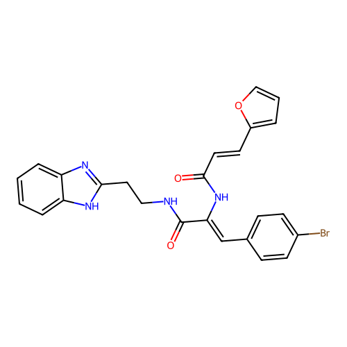 (2Z)-N-[2-(1H-benzimidazol-2-yl)ethyl]-3-(4-bromophenyl)-2-{[(2E)-3-(furan-2-yl)prop-2-enoyl]amino}prop-2-enamide structure