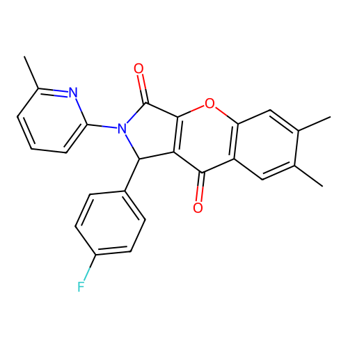 1-(4-fluorophenyl)-6,7-dimethyl-2-(6-methylpyridin-2-yl)-1,2-dihydrochromeno[2,3-c]pyrrole-3,9-dione structure