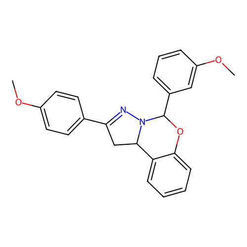 5-(3-methoxyphenyl)-2-(4-methoxyphenyl)-1,10b-dihydropyrazolo[1,5-c][1,3]benzoxazine structure