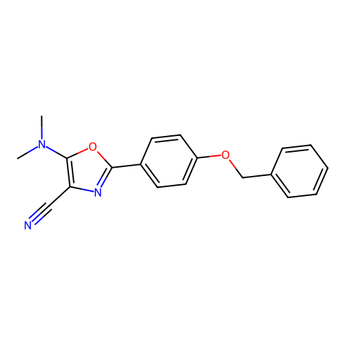 5-(Dimethylamino)-2-(4-phenylmethoxyphenyl)-1,3-oxazole-4-carbonitrile structure