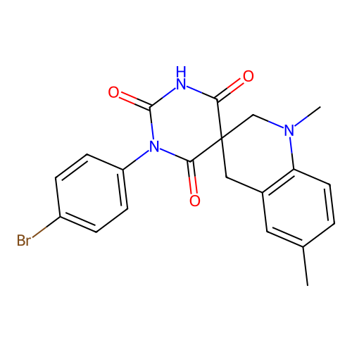 1-(4-bromophenyl)-1',6'-dimethyl-2',4'-dihydro-1H,1'H-spiro[pyrimidine-5,3'-quinoline]-2,4,6(3H)-trione structure