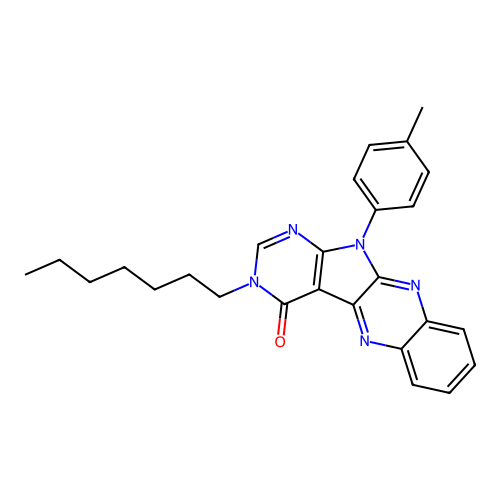 3-heptyl-11-(p-tolyl)-3H-pyrimido[5',4':4,5]pyrrolo[2,3-b]quinoxalin-4(11H)-one structure