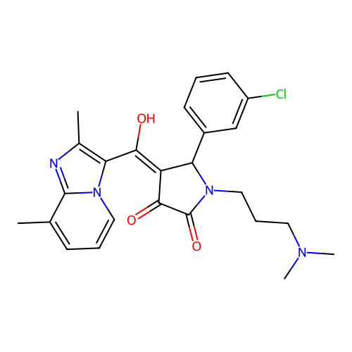(4E)-5-(3-chlorophenyl)-1-[3-(dimethylamino)propyl]-4-[(2,8-dimethylimidazo[1,2-a]pyridin-3-yl)-hydroxymethylidene]pyrrolidine-2,3-dione structure