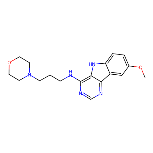 8-methoxy-N-[3-(morpholin-4-yl)propyl]-5H-pyrimido[5,4-b]indol-4-amine structure