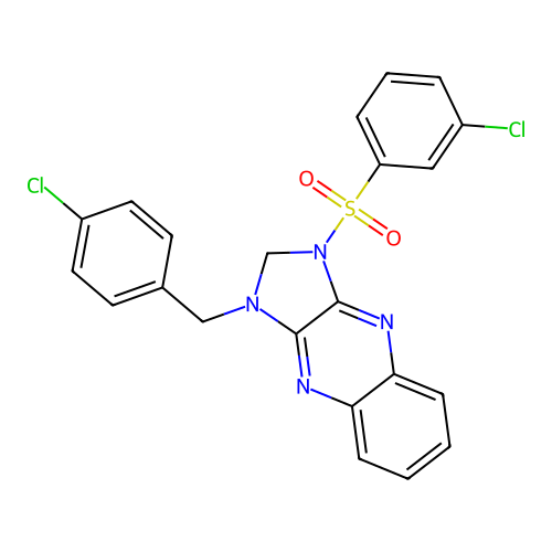 1-(4-chlorobenzyl)-3-((3-chlorophenyl)sulfonyl)-2,3-dihydro-1H-imidazo[4,5-b]quinoxaline structure