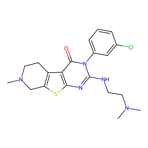 3-(3-chlorophenyl)-2-((2-(dimethylamino)ethyl)amino)-7-methyl-5,6,7,8-tetrahydropyrido[4',3':4,5]thieno[2,3-d]pyrimidin-4(3H)-one structure