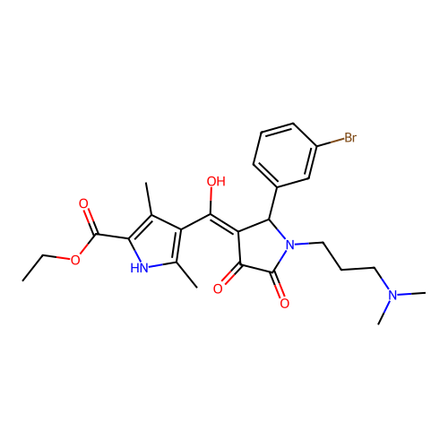 ethyl 4-({1-[3-(dimethylamino)propyl]-2-(3-bromophenyl)-4-hydroxy-5-oxo(3-pyrr olin-3-yl)}carbonyl)-3,5-dimethylpyrrole-2-carboxylate structure