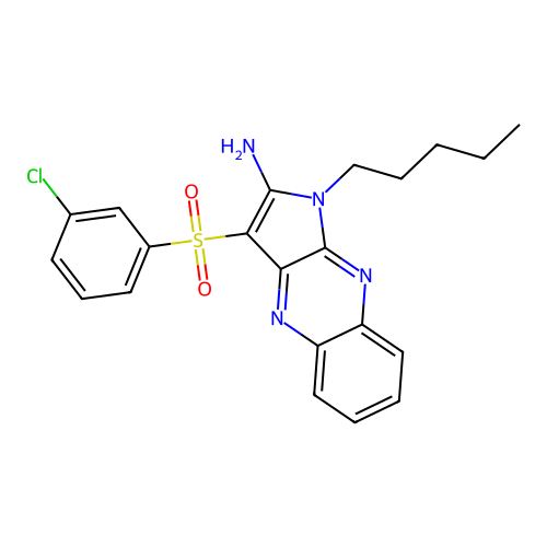3-((3-chlorophenyl)sulfonyl)-1-pentyl-1H-pyrrolo[2,3-b]quinoxalin-2-amine structure