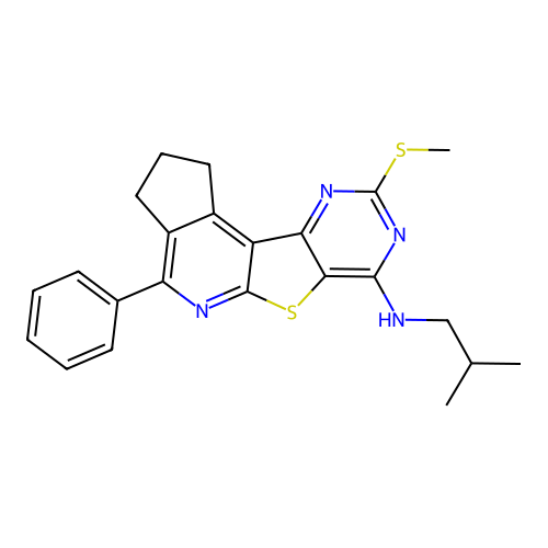 N-(2-methylpropyl)-9-(methylsulfanyl)-4-phenyl-2,3-dihydro-1H-cyclopenta[4',5']pyrido[3',2':4,5]thieno[3,2-d]pyrimidin-7-amine structure