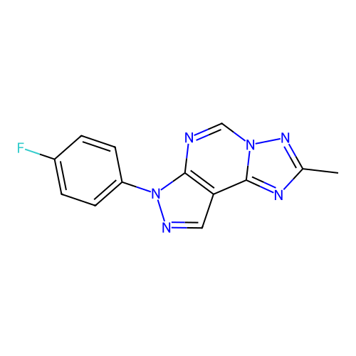 7-(4-fluorophenyl)-2-methyl-7H-pyrazolo[4,3-e][1,2,4]triazolo[1,5-c]pyrimidine structure