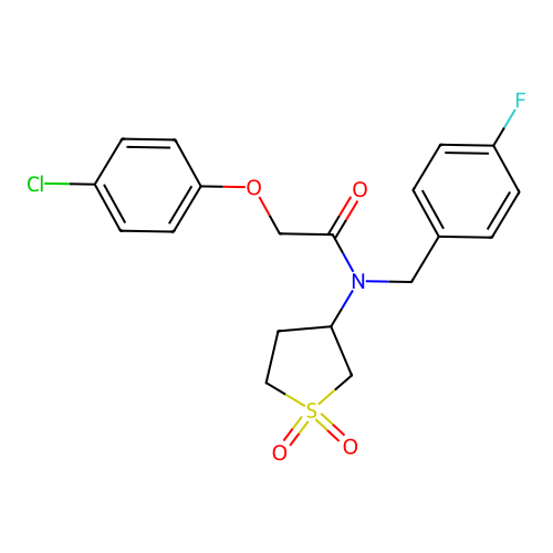 2-(4-chlorophenoxy)-N-(1,1-dioxidotetrahydrothiophen-3-yl)-N-(4-fluorobenzyl)acetamide structure